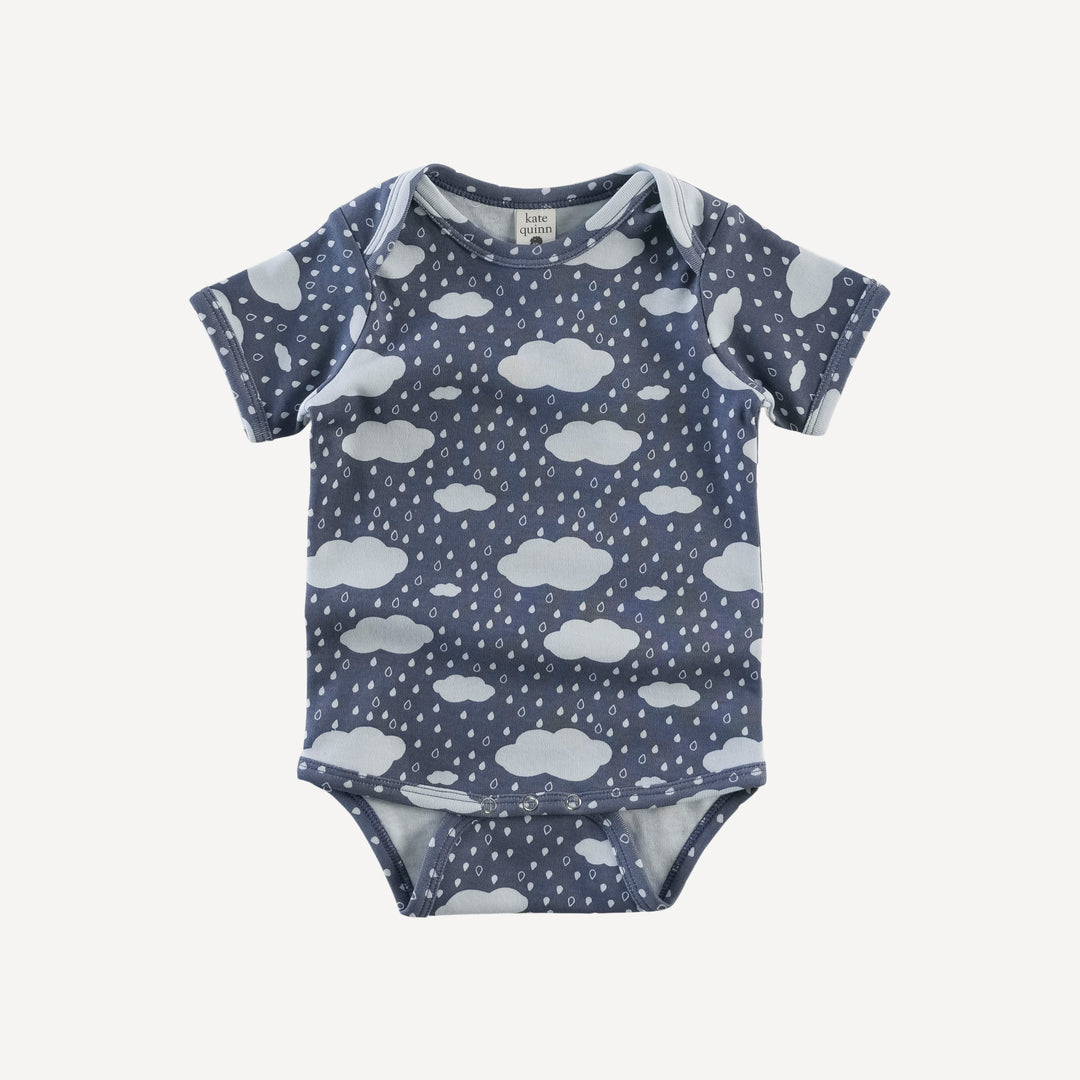 short sleeve lap neck bodysuit | blue rain cloud | organic cotton interlock