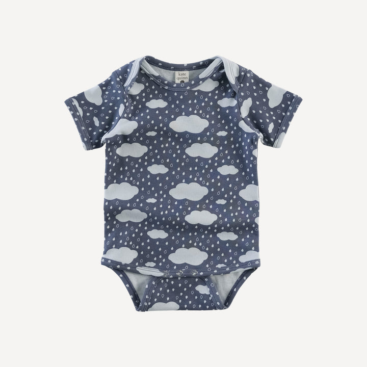 short sleeve lap neck bodysuit | blue rain cloud | organic cotton interlock