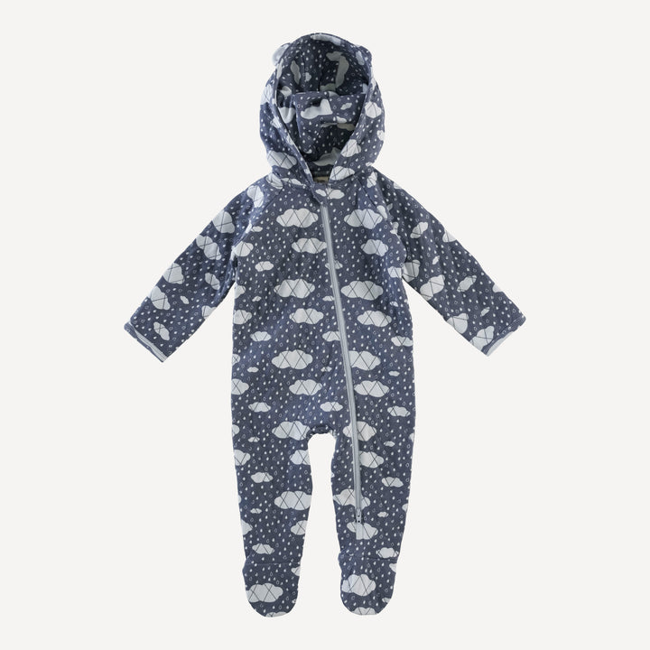quilted bear bunting | blue rain cloud | organic cotton interlock