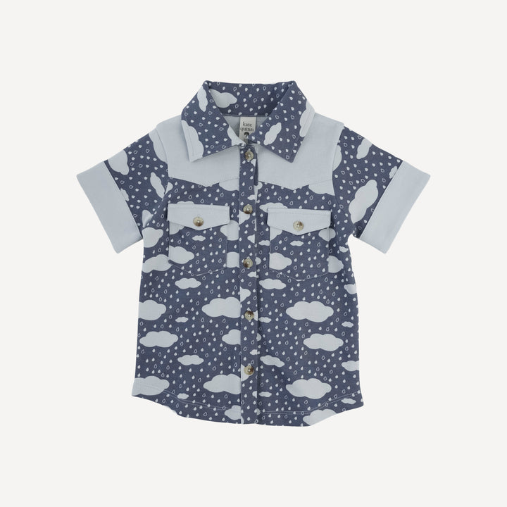 short sleeve cowboy shirt | blue rain cloud | organic cotton interlock