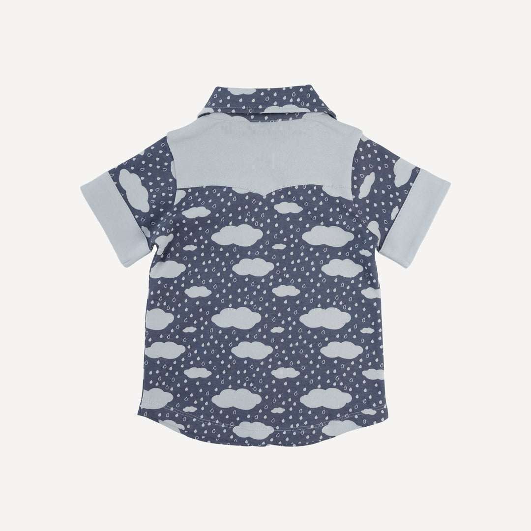 short sleeve cowboy shirt | blue rain cloud | organic cotton interlock
