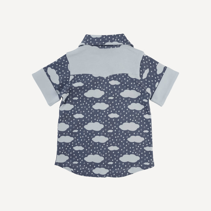short sleeve cowboy shirt | blue rain cloud | organic cotton interlock