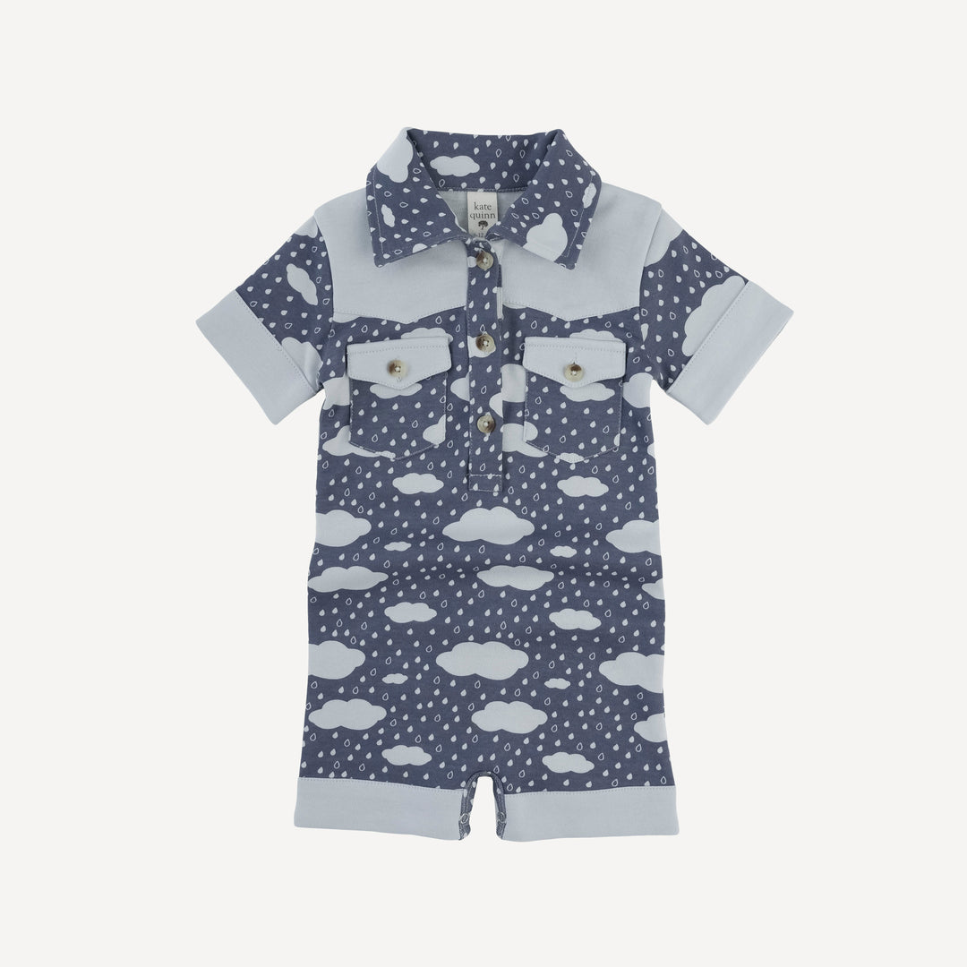 short sleeve cowboy shortie | blue rain cloud | organic cotton interlock