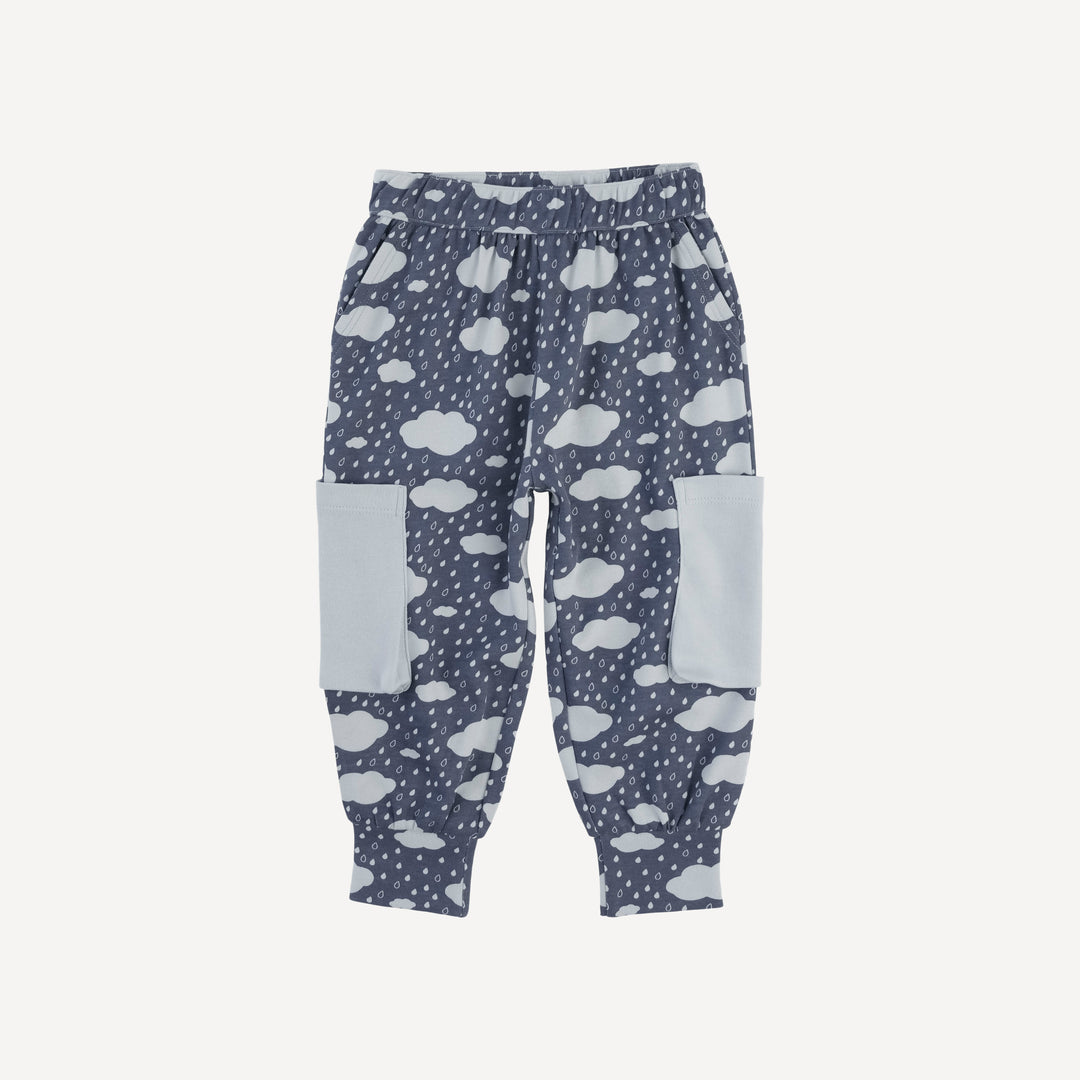 cargo bubble pant | blue rain cloud | organic cotton interlock