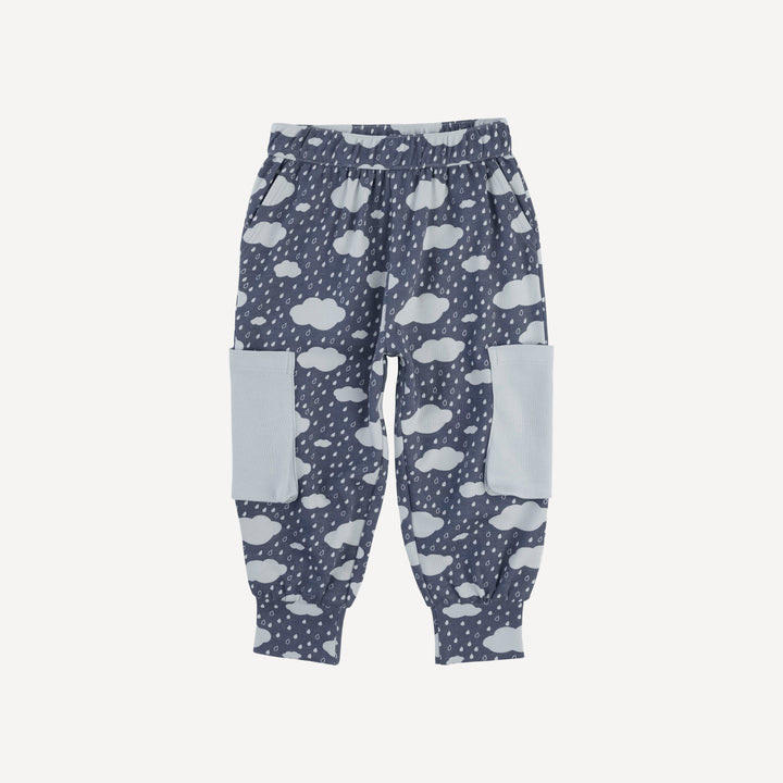 cargo bubble pant | blue rain cloud | organic cotton interlock