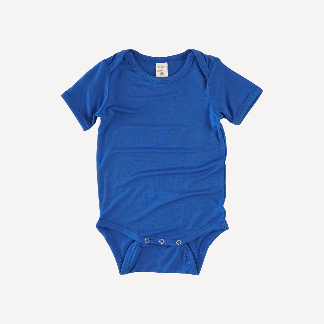 short sleeve lap neck bodysuit | blue sapphire | bamboo