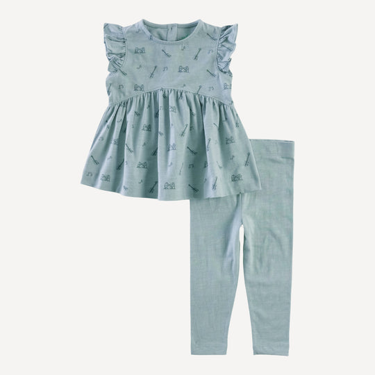 flare leg pant | rose smoke | organic cotton slub