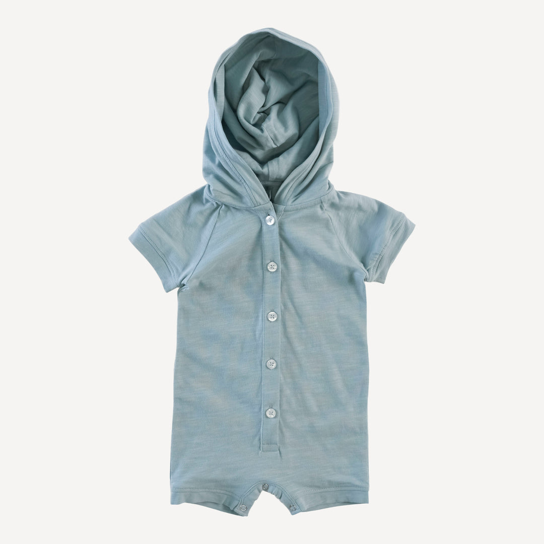 dino hoodie shortie | blue smoke | organic cotton slub