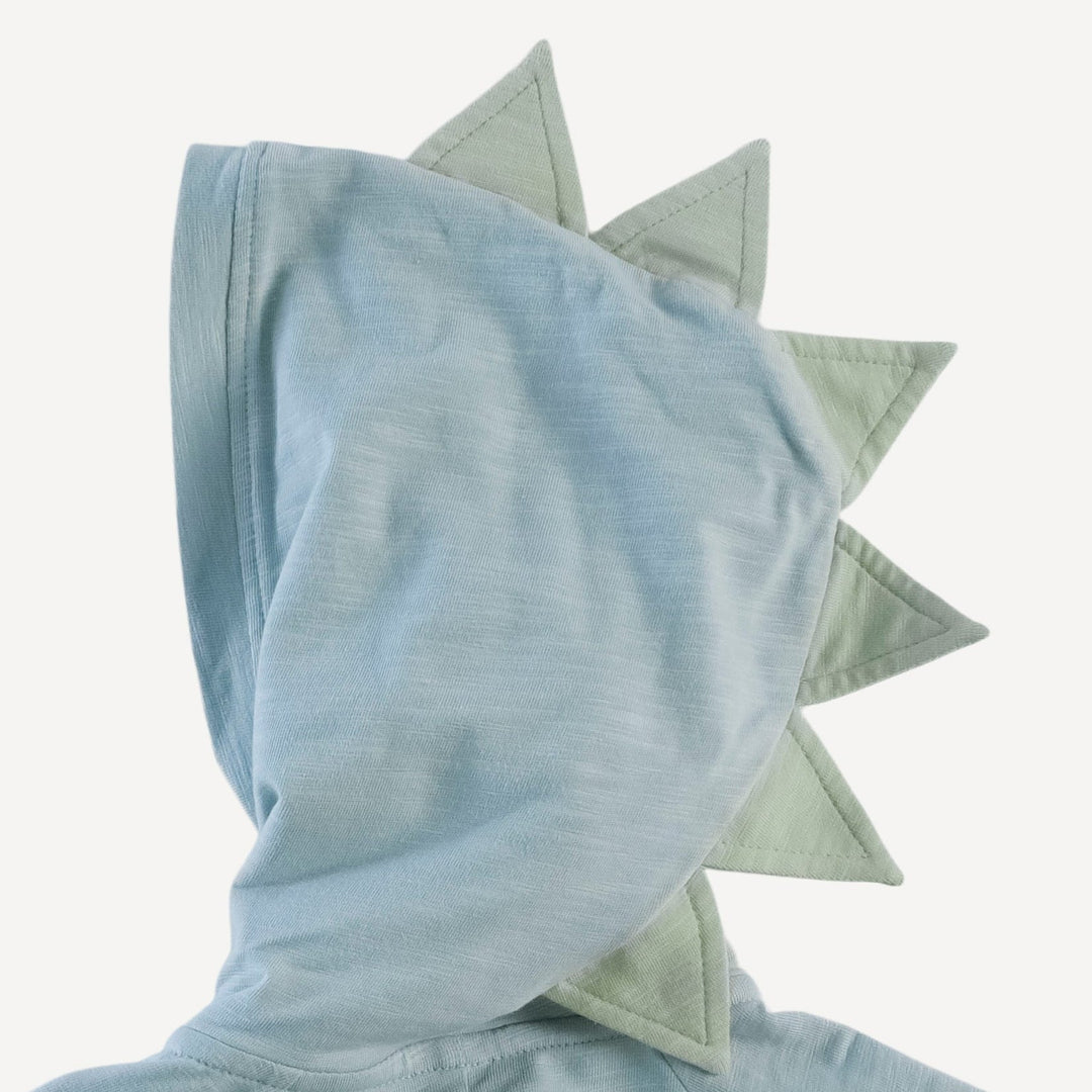 dino hoodie shortie | blue smoke | organic cotton slub