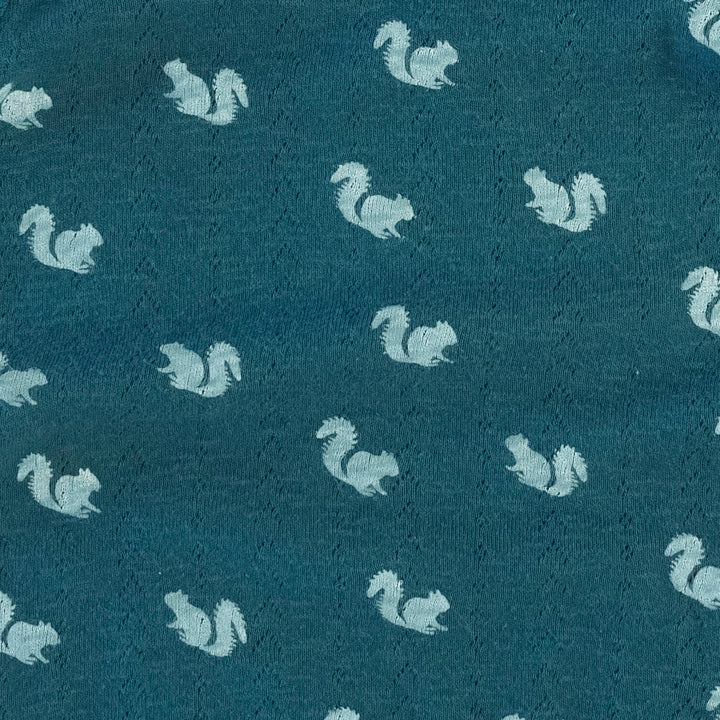 sleeveless peter pan dress | blue tiny squirrel | organic cotton pointelle