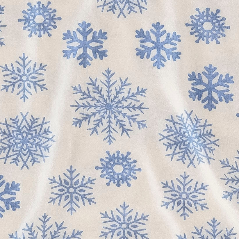 side ruffle scoop neck top | blue snowflake | bamboo