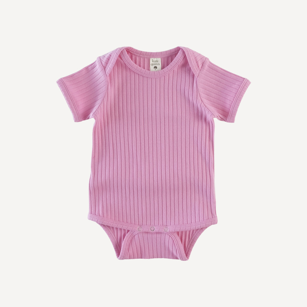 short sleeve lap neck bodysuit | bonbon | organic cotton wide rib