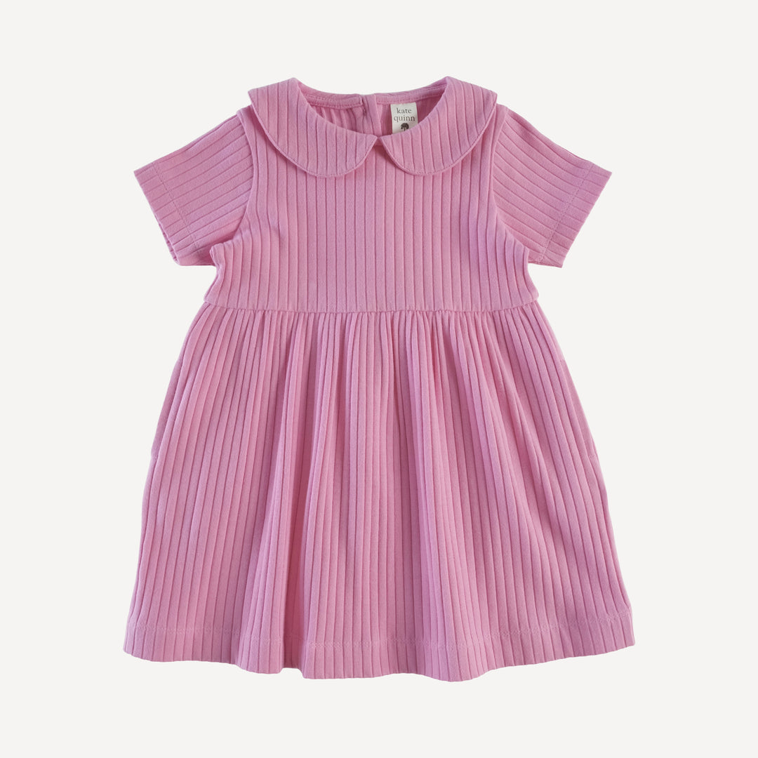 short sleeve peter pan dress | bonbon | organic cotton wide rib