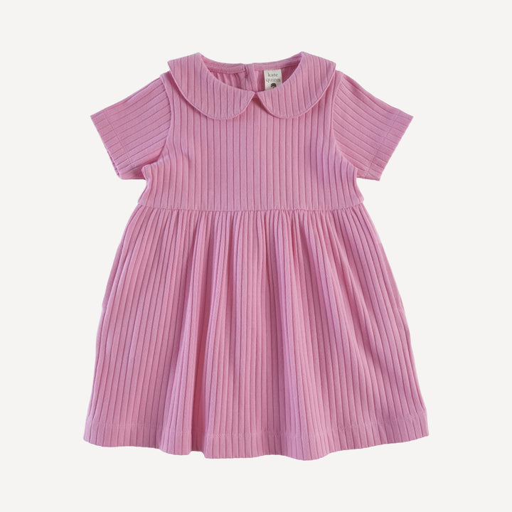 short sleeve peter pan dress | bonbon | organic cotton wide rib