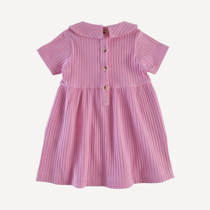 short sleeve peter pan dress | bonbon | organic cotton wide rib