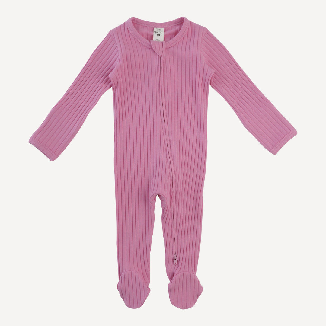 long sleeve two way zipper footie | bonbon | organic cotton wide rib
