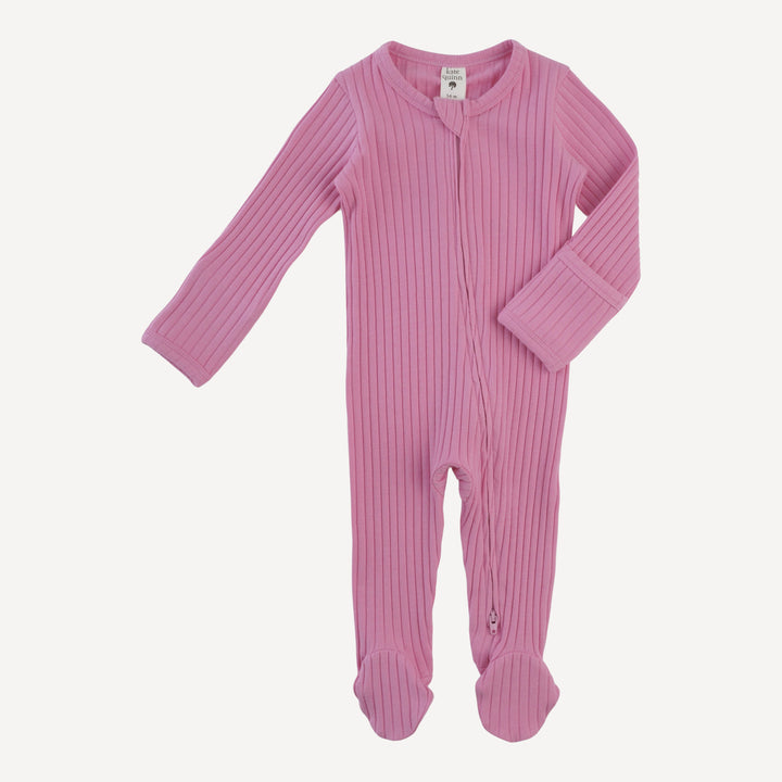 long sleeve two way zipper footie | bonbon | organic cotton wide rib