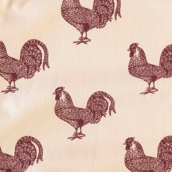 short sleeve ringer tee | bordeaux rooster | organic cotton interlock