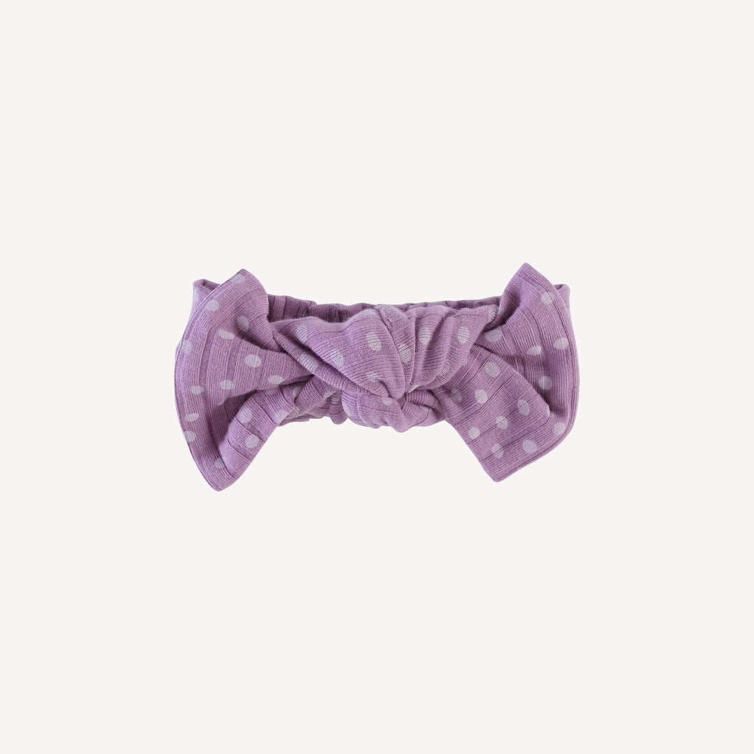 large bow elastic headband | very grape dot | classic rib