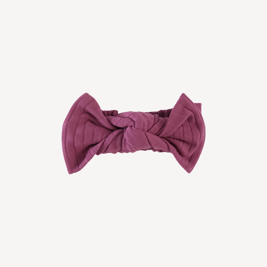 large bow elastic headband | deco rose | classic rib