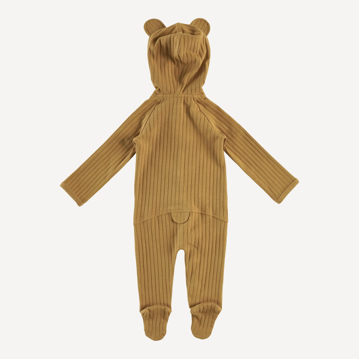 long sleeve bear footie | bronze | classic rib