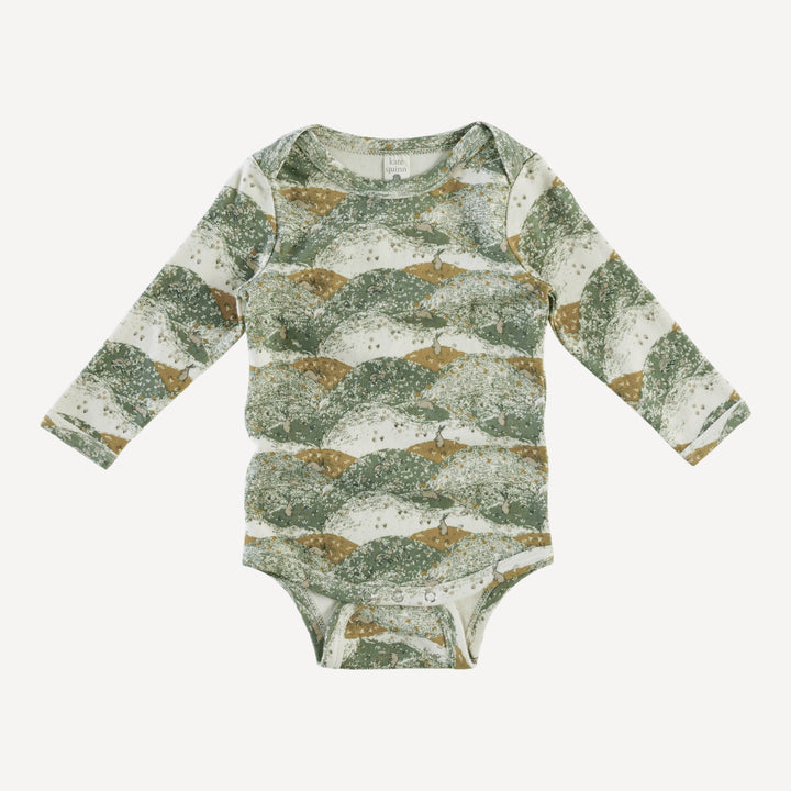 long sleeve lap neck bodysuit | bunny fields | organic cotton interlock