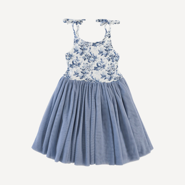 spaghetti tie ballerina tulle dress | bunny floral | bamboo