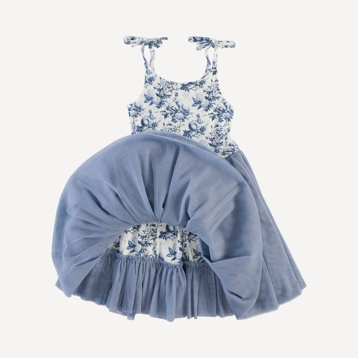 spaghetti tie ballerina tulle dress | bunny floral | bamboo
