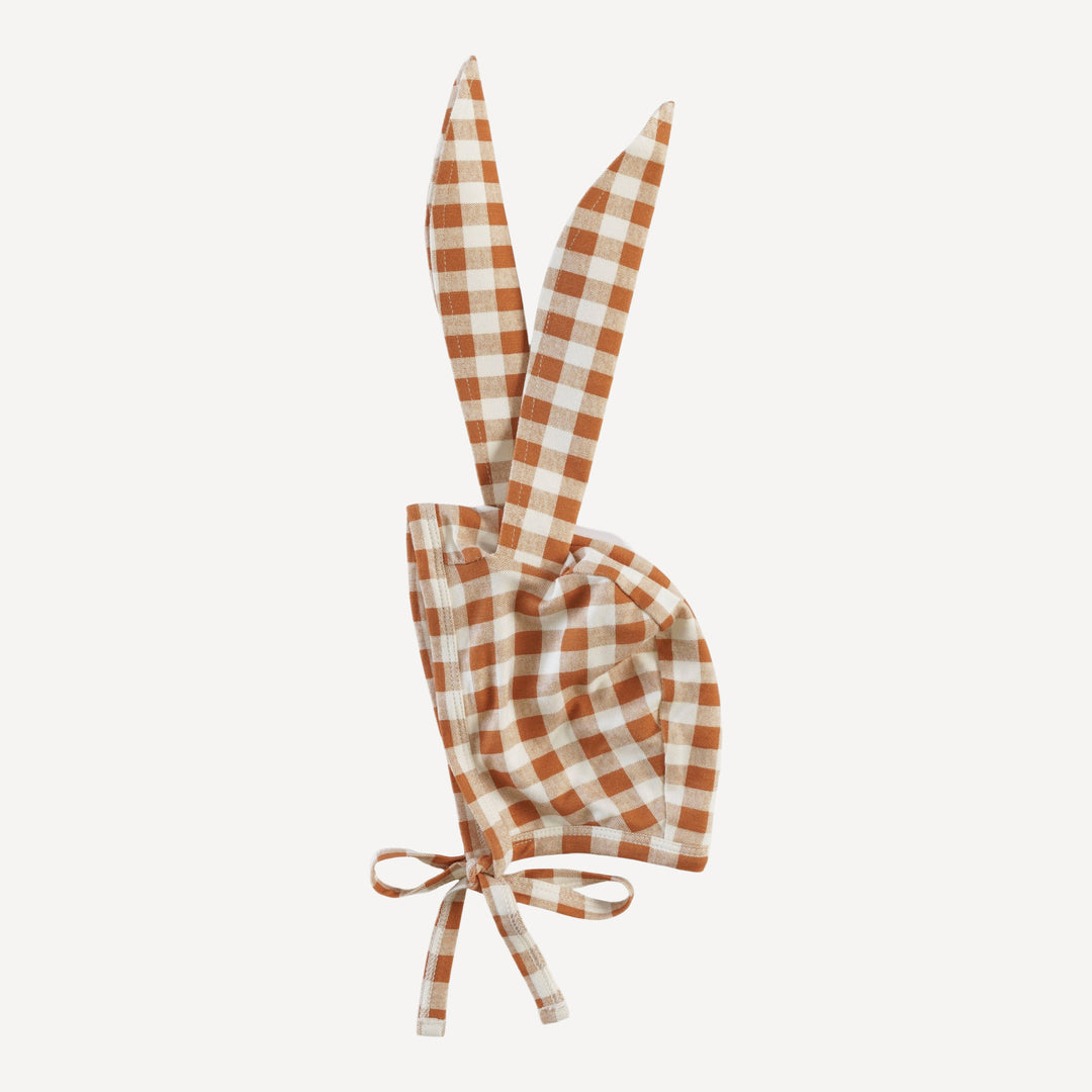 bunny hat | toffee gingham | bamboo