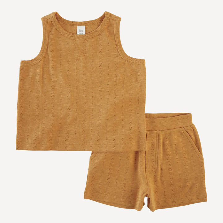 topstitch tank and relaxed short set | burnt apricot | organic cotton pointelle