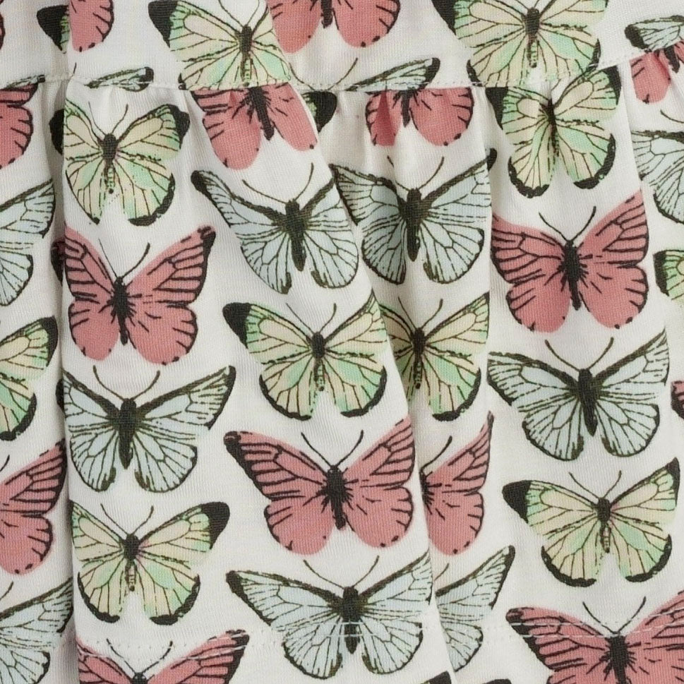long sleeve basic henley tee | butterflies allover | modal