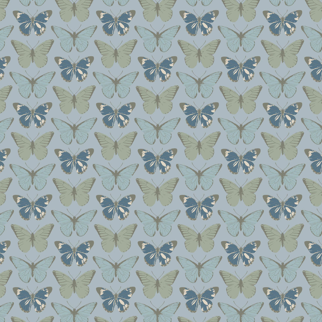 PREORDER short sleeve henley jade set | blue butterflies allover | modal