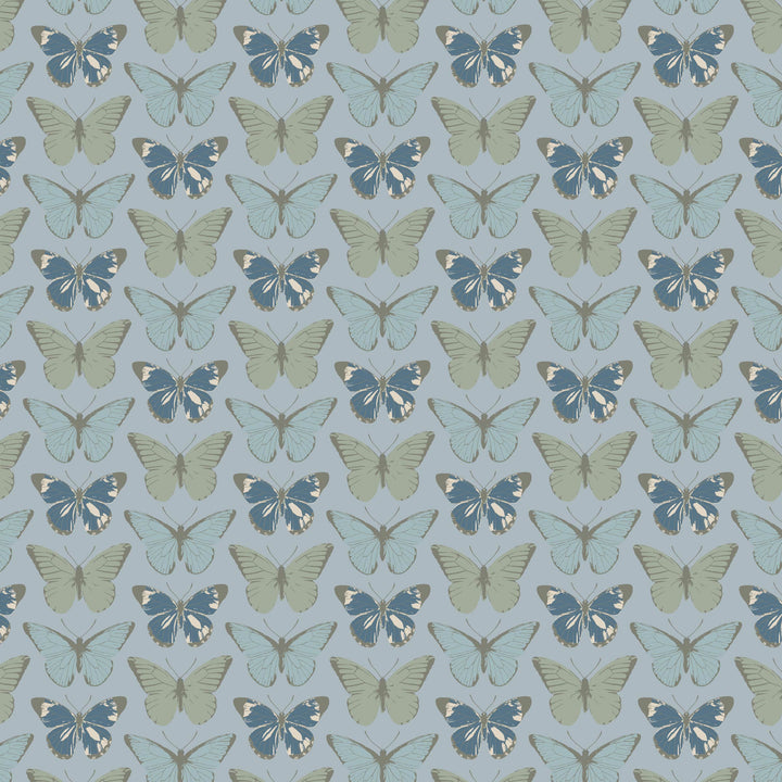 PREORDER short sleeve henley jade set | blue butterflies allover | modal