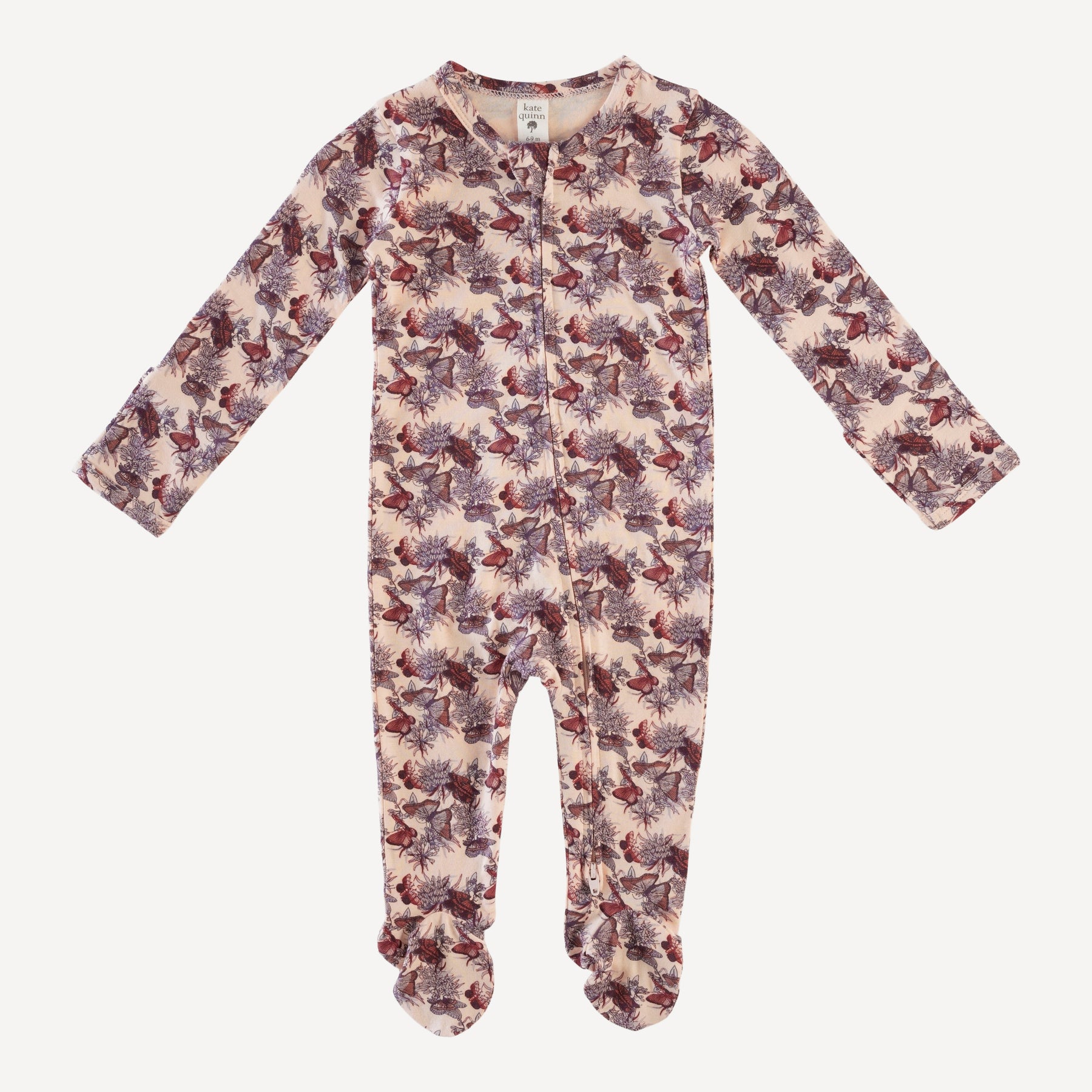 long sleeve zipper footie | butterflies & milkweed | bamboo – kate quinn