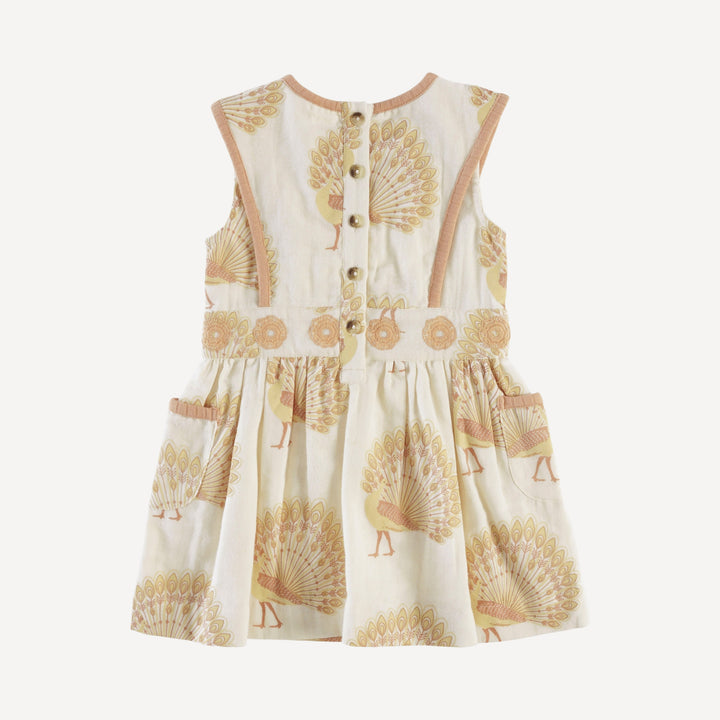 sleeveless embroidered apron dress | butterum peacock | organic cotton gauze