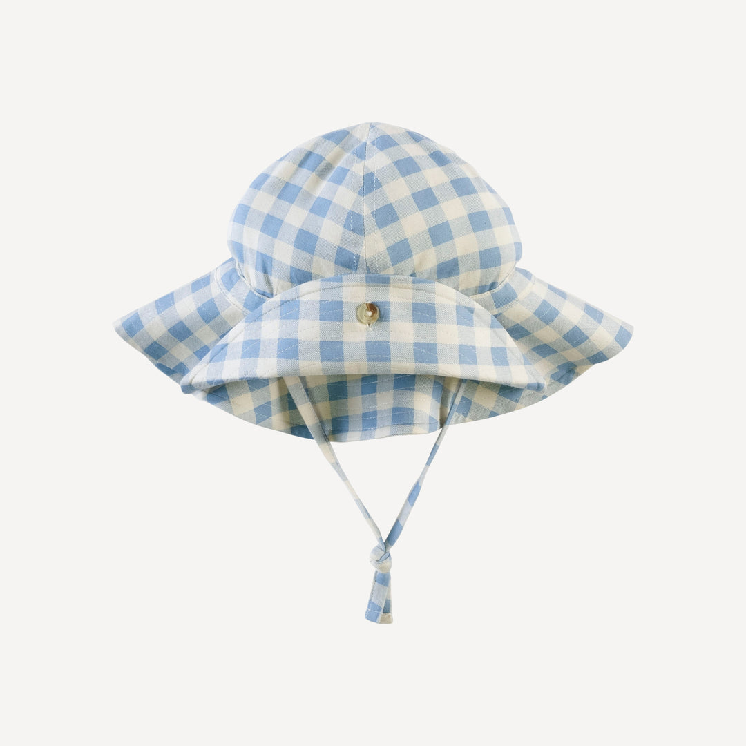 button sun hat | blue gingham | bamboo