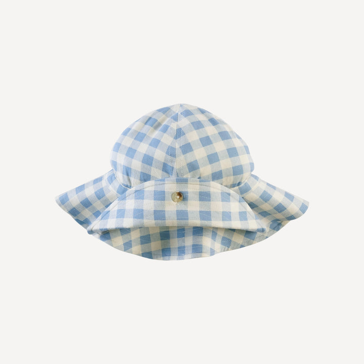 button sun hat | blue gingham | bamboo