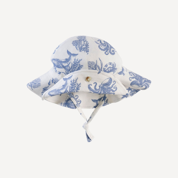 button sun hat | nautical toile | bamboo