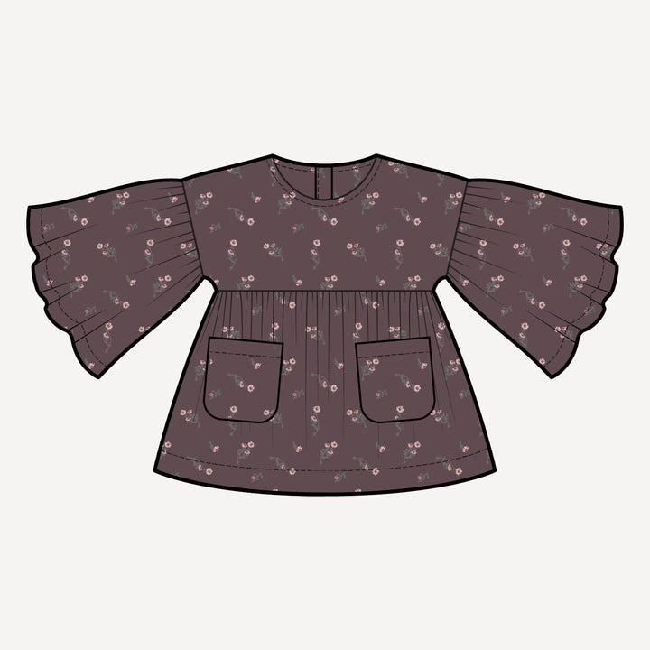PREORDER bell sleeve gathered tunic | huckleberry chamomile | bamboo