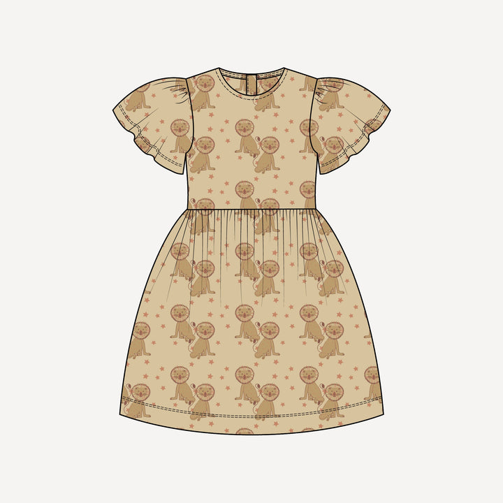 PREORDER bell sleeve dress | vintage lion | bamboo
