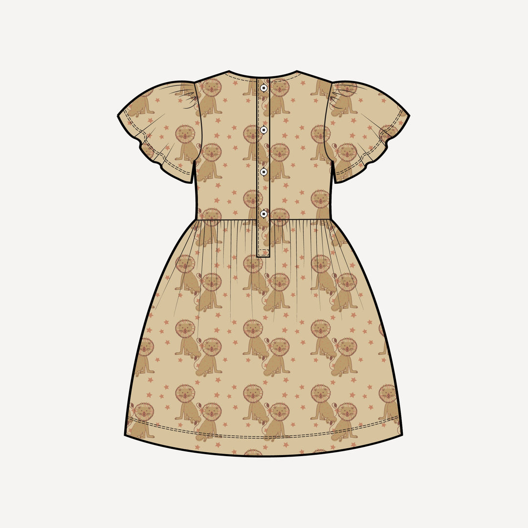 PREORDER bell sleeve dress | vintage lion | bamboo
