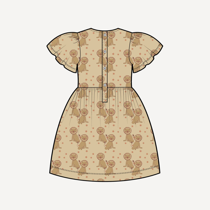 PREORDER bell sleeve dress | vintage lion | bamboo