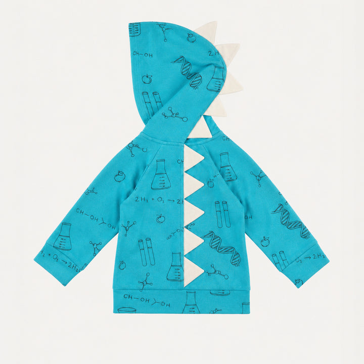 PREORDER dino zip hoodie | blue chemistry | organic cotton interlock