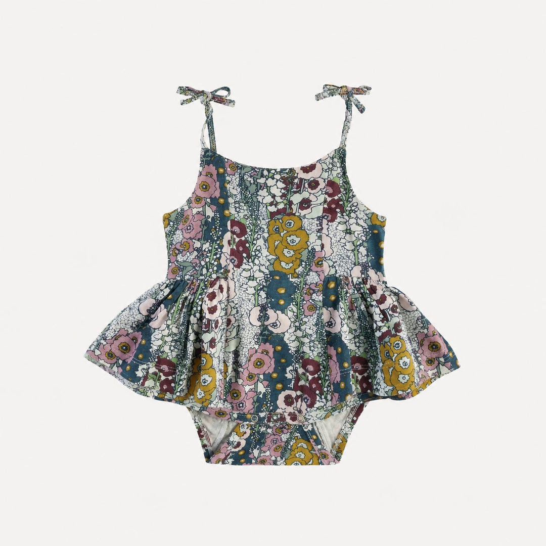 PREORDER spaghetti tie ballerina bubble | hollyhock | bamboo