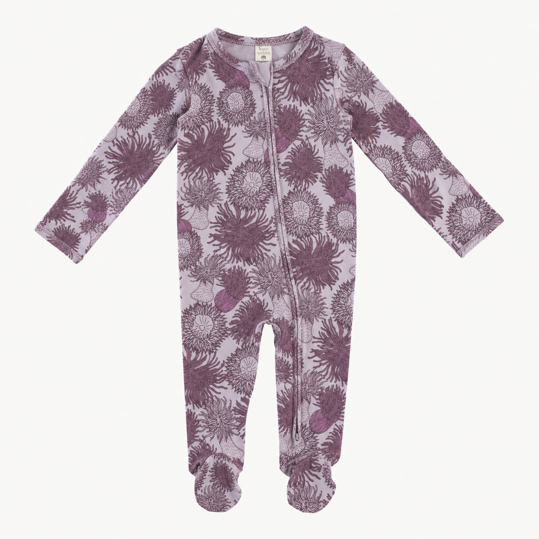 PREORDER long sleeve two way zipper footie | purple anemone | modal