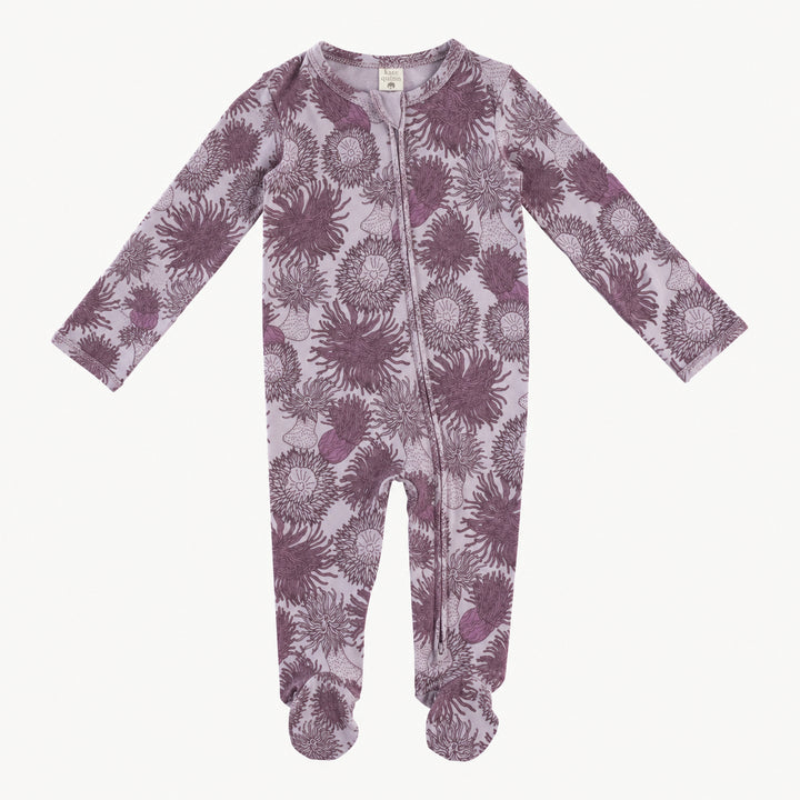 PREORDER long sleeve two way zipper footie | purple anemone | modal
