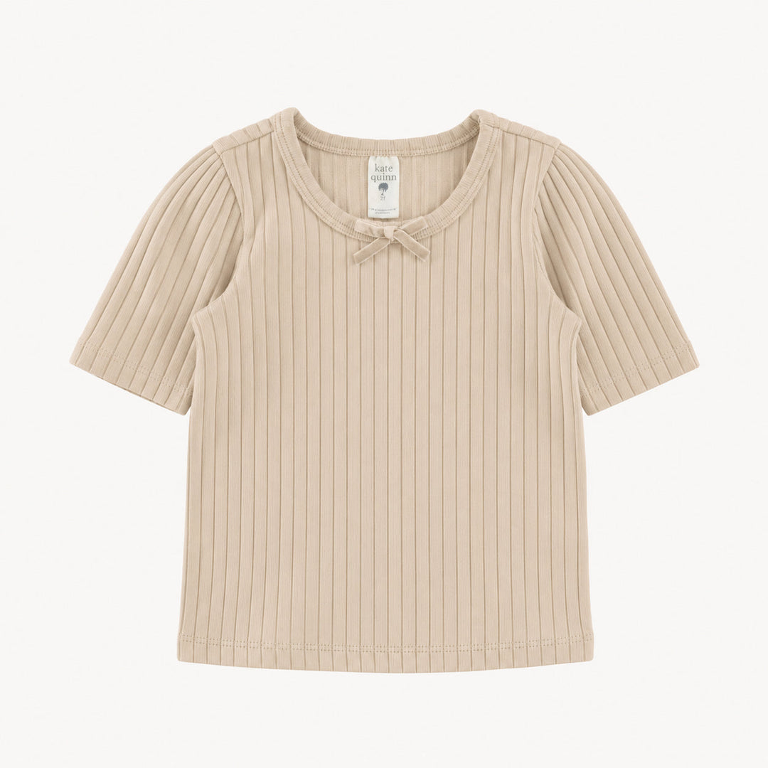 PREORDER sarah bow top | oatmeal | woods rib