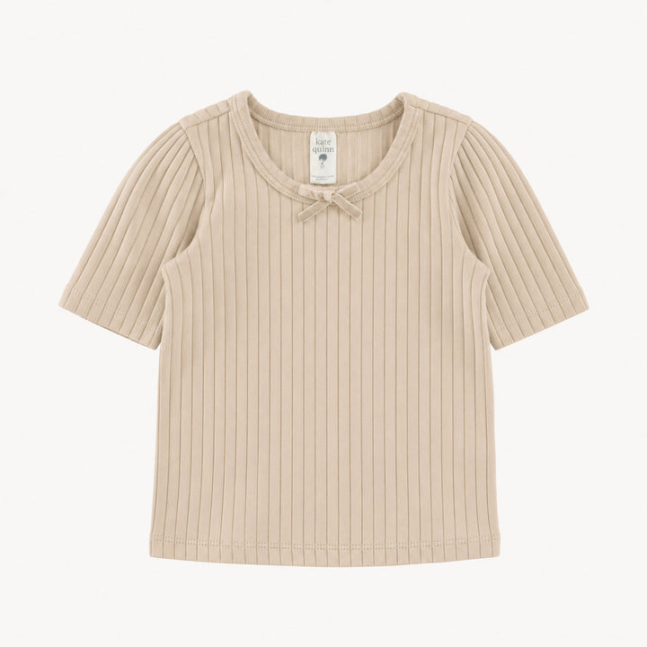 PREORDER sarah bow top | oatmeal | woods rib