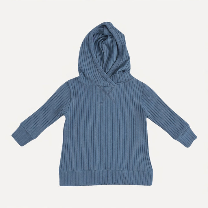 long sleeve essential skinny hoodie | london blue | organic cotton wide rib