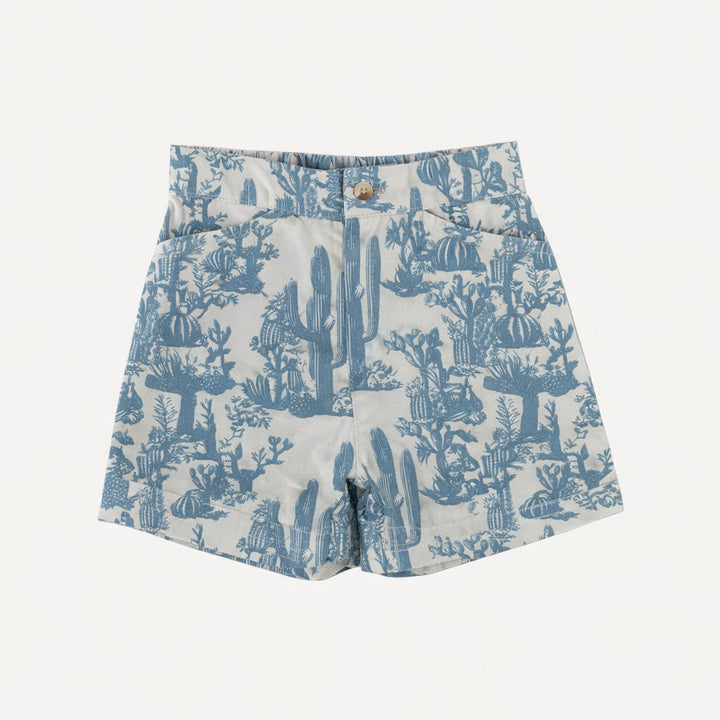 cuffed pocket short | blue cactus | organic cotton gauze